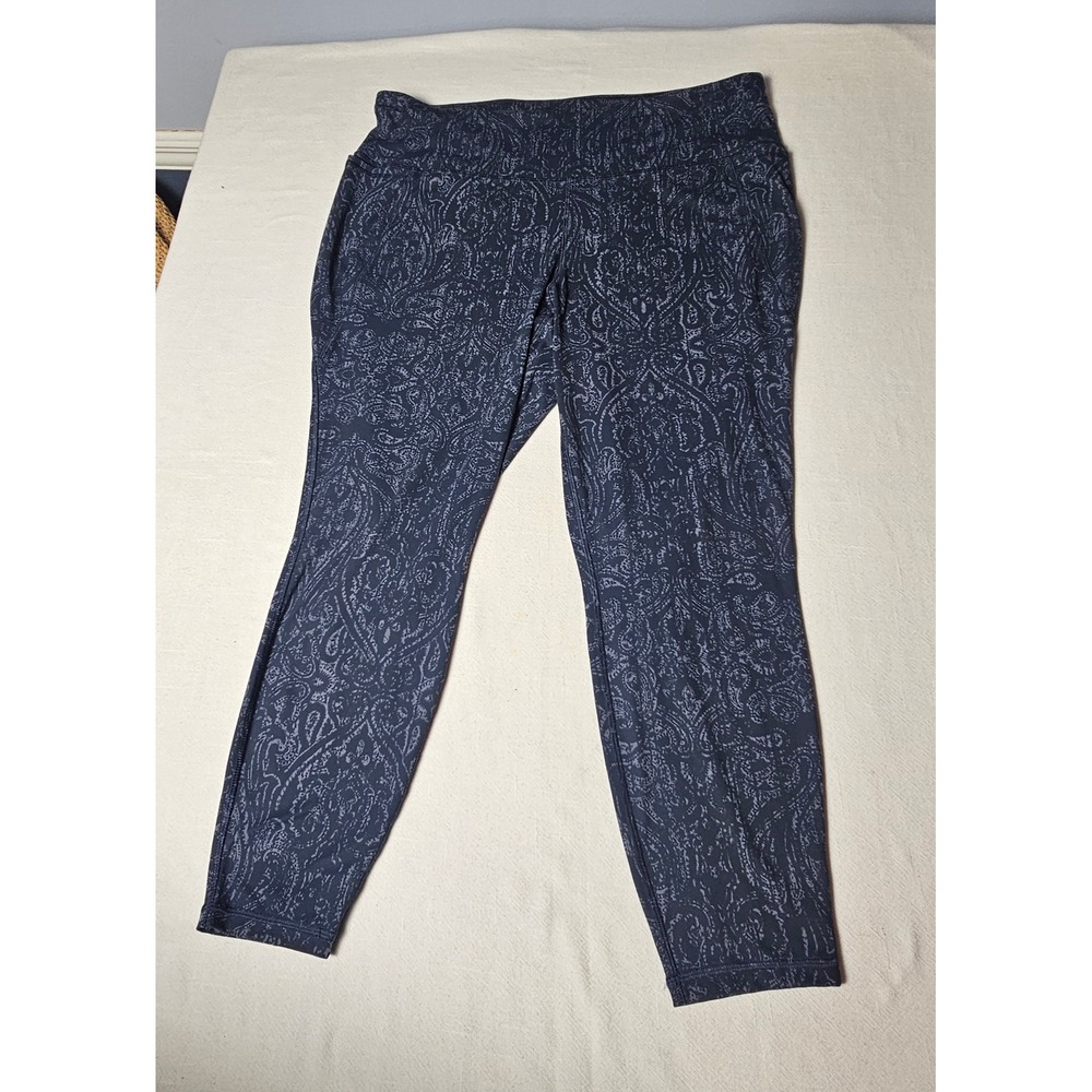Livi Lane Bryant Soft 7/8 Leggings 22/24 Blue Paisley Damask Activewear Plus Siz
